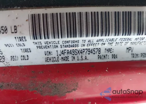 2004 Jeep Wrangler Sport из США, поврежденный, VIN 1J4FA49SX4P794578